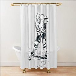 Dynamic Ice Hockey Player Shower Curtain