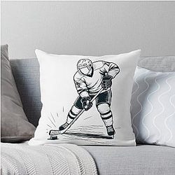 Dynamic Ice Hockey Player Slapshot Throw Pillow
