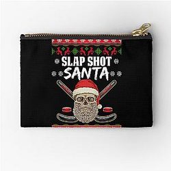 Slap Shot Santa Hockey Ugly Christmas Design Zipper Pouch
