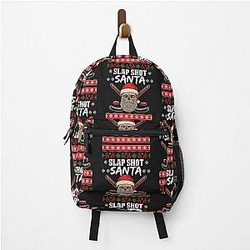 Slap Shot Santa Hockey Ugly Christmas Design Backpack
