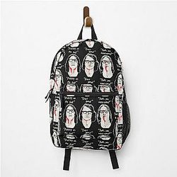Putting on foil Hanson Brothers Slap Shot Quote Backpack
