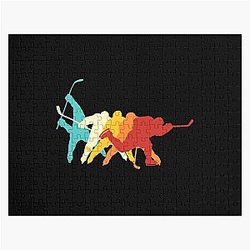 Retro Ice Hockey Slapshot Jigsaw Puzzle