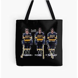 891 Hanson Brothers Slap Shot All Over Print Tote Bag