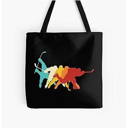 Retro Ice Hockey Slapshot All Over Print Tote Bag