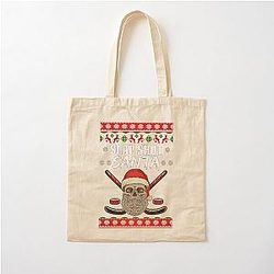 Slap Shot Santa Ugly Christmas Cotton Tote Bag