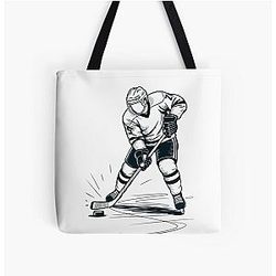 Dynamic Ice Hockey Player Slap Shot Tote Bag