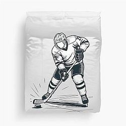 Dynamic Ice Hockey Player Slap Duvet Cover