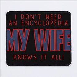 Out of character 
Slushy Martin
my wife knows it all
merch hoodie
shirt meme funny
Mouse Pad