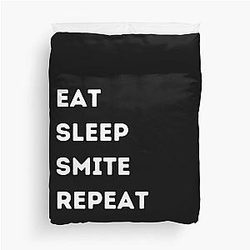 Eat, Sleep, Smite Repeat White Duvet Cover