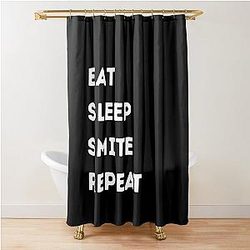 Eat Sleep Smite Repeat White Shower Curtain