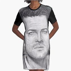 Castiel Smite Angel Graphic T-Shirt Dress