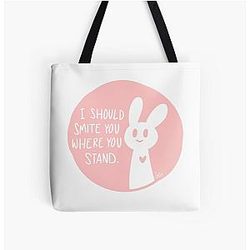 Ready to Smite Bunny Over Print Tote Bag