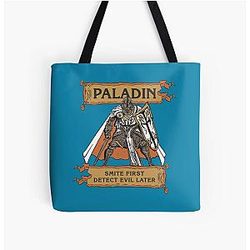 Tabletop RPG Paladin Smite First Discover Evil Over Print Tote Bag