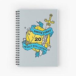Tabletop RPG Paladin Smite Detect Evil Spiral Notebook
