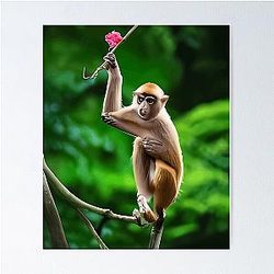 Tropical Monkey In Echo Jumps Paradise Joy For Poster