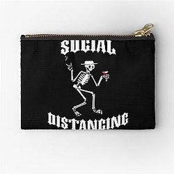 Social Distancing in White (COVID-19, Corona) Zipper Pouch