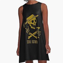 Gold Social Distortion A-Line Dress