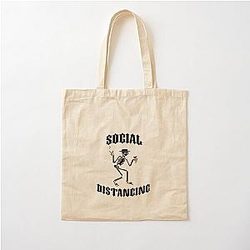 Social Distancing in Black COVID-19 Cotton Tote Bag