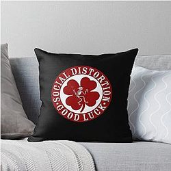 Social Distortion Red Good Luck Throwing Pillow