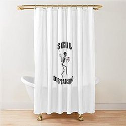 Social Distancing in Black COVID-19 Shower Curtain
