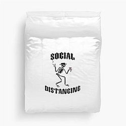 Social Distancing in Black (COVID-19, Corona Virus) Duvet Cover