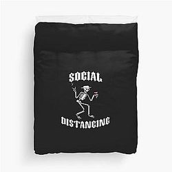 Social Distancing Social Distortion in White (COVID-19, Corona Virus) Duvet Cover