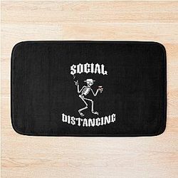 Social Distancing in White (COVID-19, Corona Virus) Bath Mat