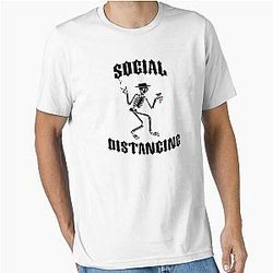 Social Distancing in Black (COVID-19, Corona Virus) Essential T-Shirt