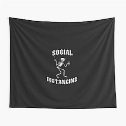 Social Distancing in White (COVID-19, Corona Virus) Tapestry