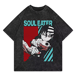 Harajuku Trendy PTTT2304 Washed  Soul Eater T-Shirts