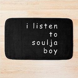 I Listen To Soulja Boy Comic Design - Black Bath Mat