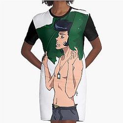 Jungle Space Dandy- Nude Graphic T-Shirt Dress
