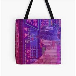 Space Dandy Meow Vaporwave All Over Print Tote Bag