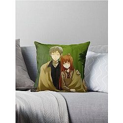 Horo and Lawrence Spice and Wolf Throw Pillow