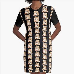 Peeking Chibi Holo Apple - Spice and Wolf Graphic T-Shirt Dress
