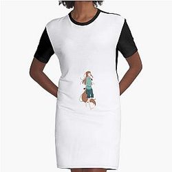 Horo Vector - Spice and Wolf Graphic T-Shirt Dress
