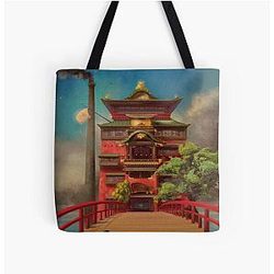 Spirited Away Bathhouse, Spirited Away art All Over Print Tote Bag RB2907