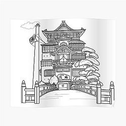 Spirited Away Bathhouse but a simple line drawing Poster RB2907