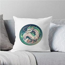 Haku Spirited Away Sticker Throw Pillow RB2907