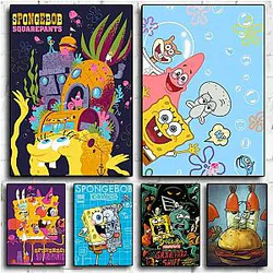 Cartoon Cute Spongebob Characters Wall Pictures