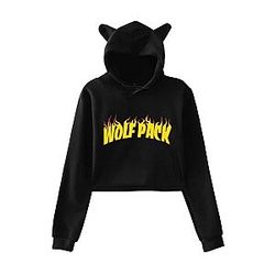 SSSniperWolf Cat Cropped Crop Top Print Hoodies