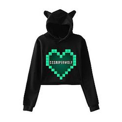 New SSSniperWolf Cat Cropped Crop Top Hiphop Hoodies