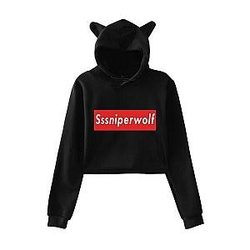 New SSSniperWolf Cat Cropped Crop Top Print Hoodies