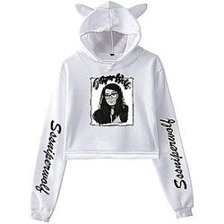 SSSniperWolf Cat Cropped Crop Top Pullover Hoodies