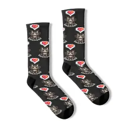 Stardew Valley Happy Grey Cat  Socks