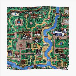 Stardew Valley Posters - Stardew Valley stadkaart Poster