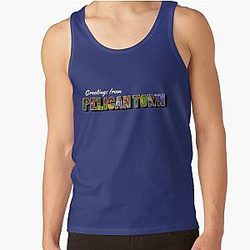 Stardew Valley Tanktops - Gegroet uit Pelican Town Wat? Stardew Valley Retro-postkaart Tankblad
