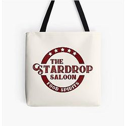 Stardew Valley Zakken - Het Stardrop Saloon Pub Logo Stardew Valley Burgundy Logo All Over Print Tote Bag