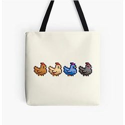 Stardew Valley Bags - 4 Chickens Stardew Valley All Over Print Tote Bag