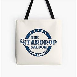 Stardew Valley Zakken - Het Stardrop Saloon Pub Logo Stardew Valley Navy Logo All Over Print Tote Bag